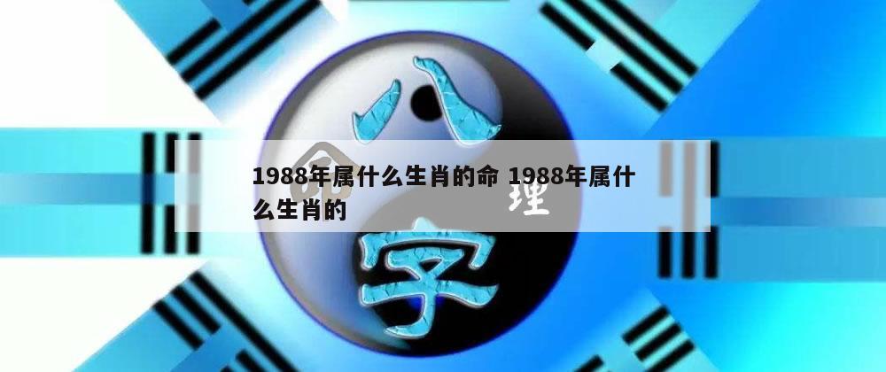 1988年属什么生肖的命 1988年属什么生肖的